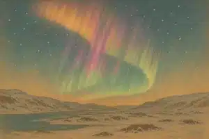 Aurora colors lighting up the sky after a cannibal solar eruption