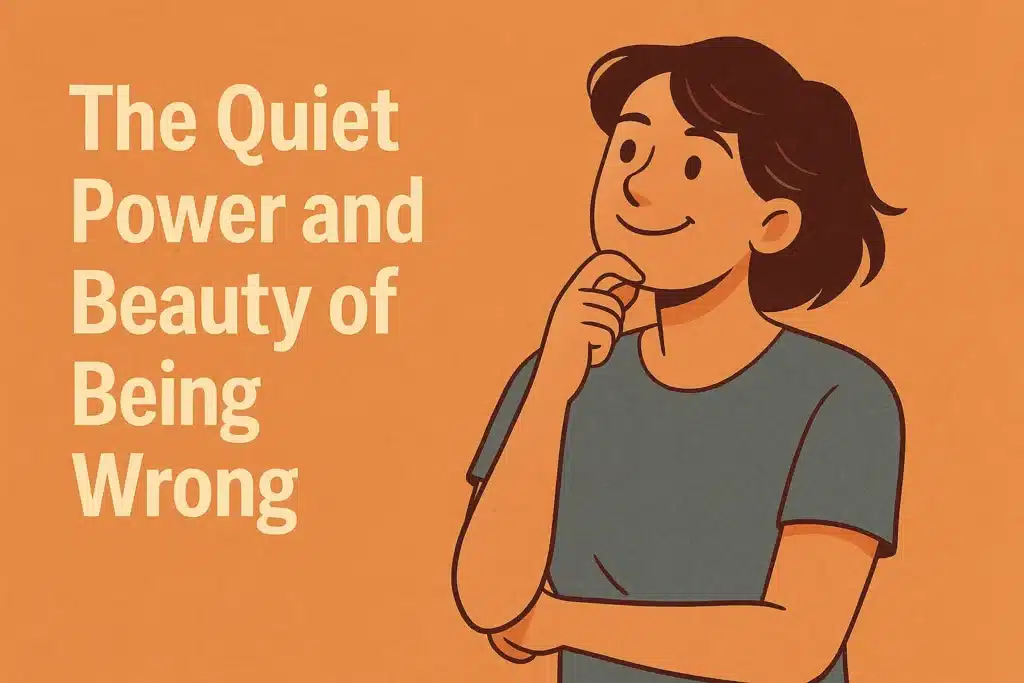 young thoughtful person smiling while reflecting on the beauty of being wrong